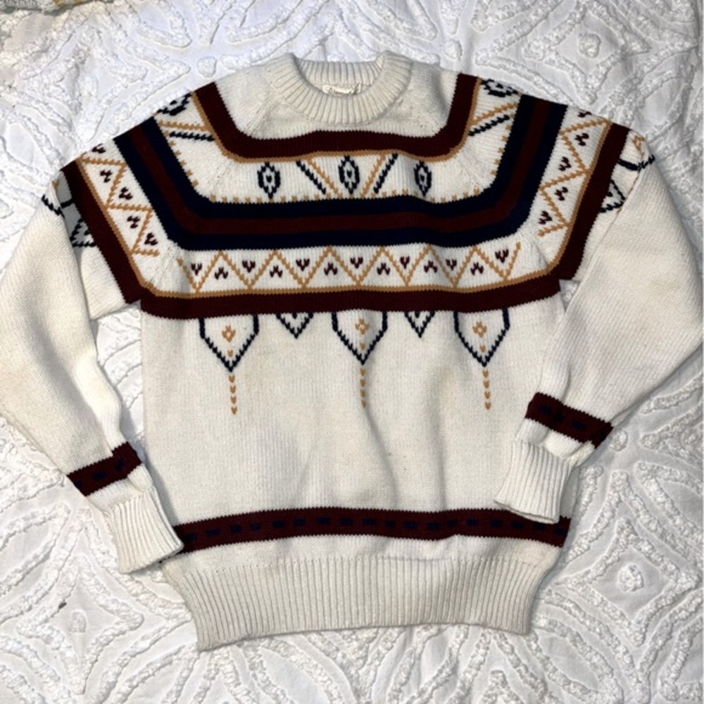 Vintage Cozy Acrylic Knit Crewneck Pullover Sweater